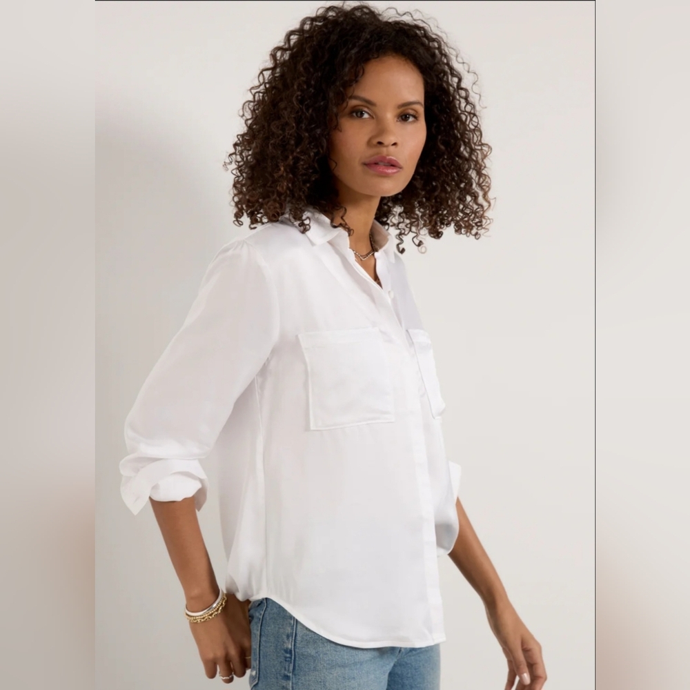 Anthropologie  Cloth & StoneTwo Pocket Satin Shirt - Picture 2 of 10